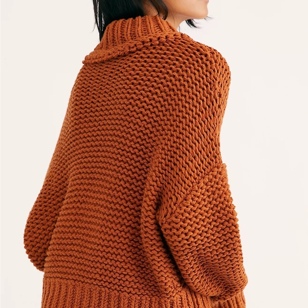 Free People My Only Sunshine Chunky Slouchy Knit Sweater Tuscan Earth Orange XS - Picture 2 of 10
